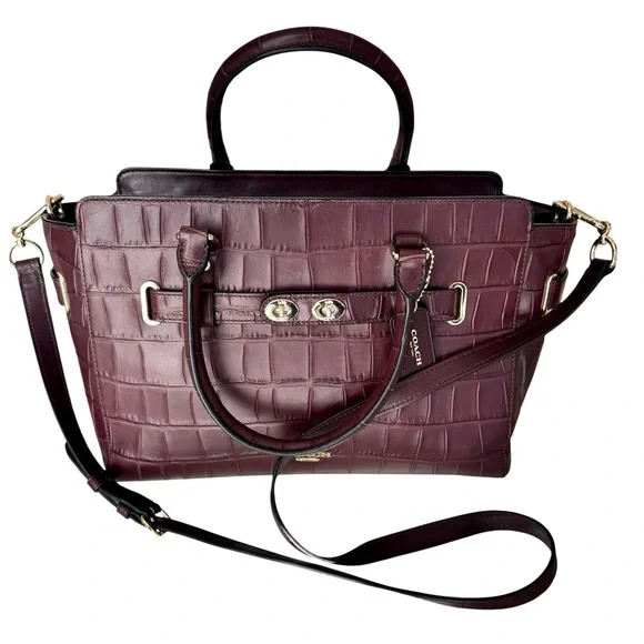 Coach Blake Carryall Satchel Shoulder Bag Burgundy Leather - Picture 5 of 17